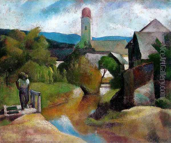 View of Nagybanya 1924 Oil Painting - Karoly Patko