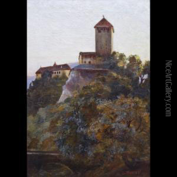 Veduta Di Castel Tirolo Oil Painting - Josef Julius Durst