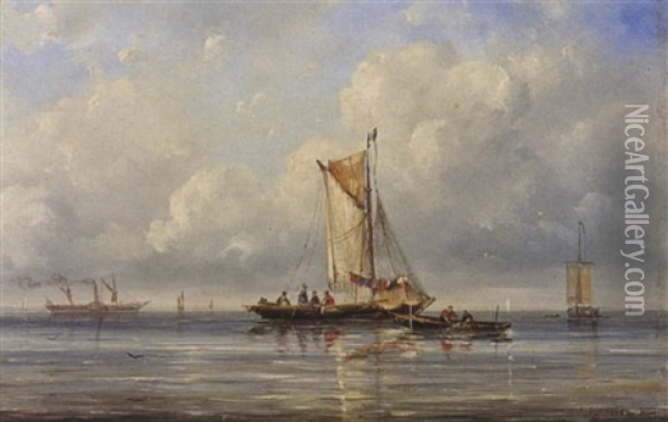 Fishing In A Calm Oil Painting - Ary Pleyssier