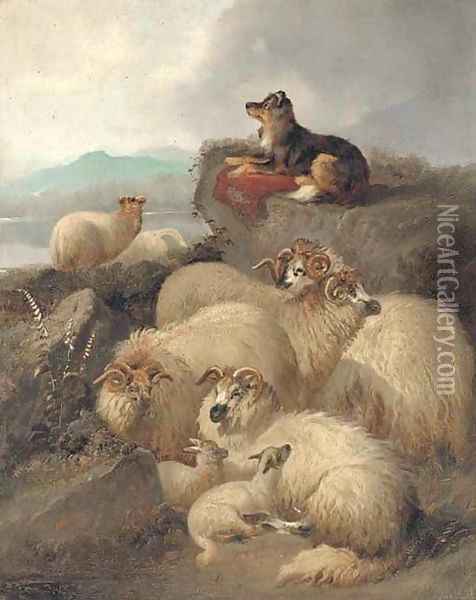 Guarding the flock Oil Painting - J. Morris