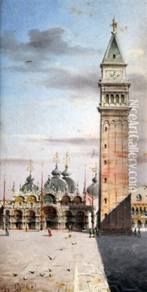 View Of St. Mark's Square, Venice Oil Painting - Marco Grubas