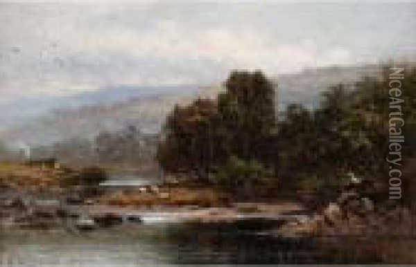 Near Capel Curig, North Wales Oil Painting - Benjamin Williams Leader