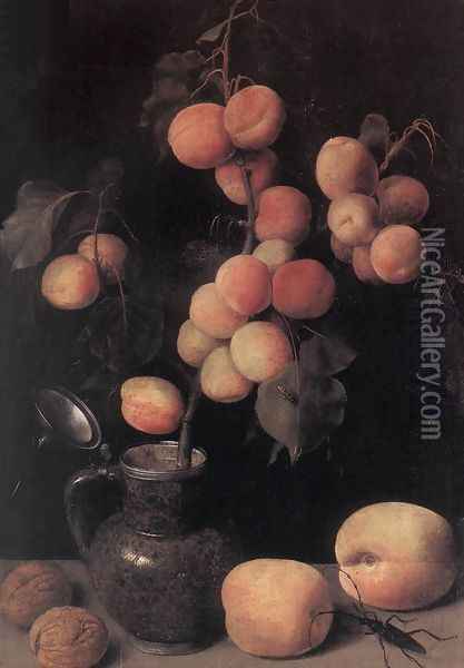 Peaches c. 1630 Oil Painting - Georg Flegel