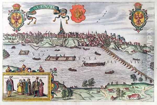 Map of Warsaw from Civitates Orbis Terrarum 3 Oil Painting - Joris Hoefnagel
