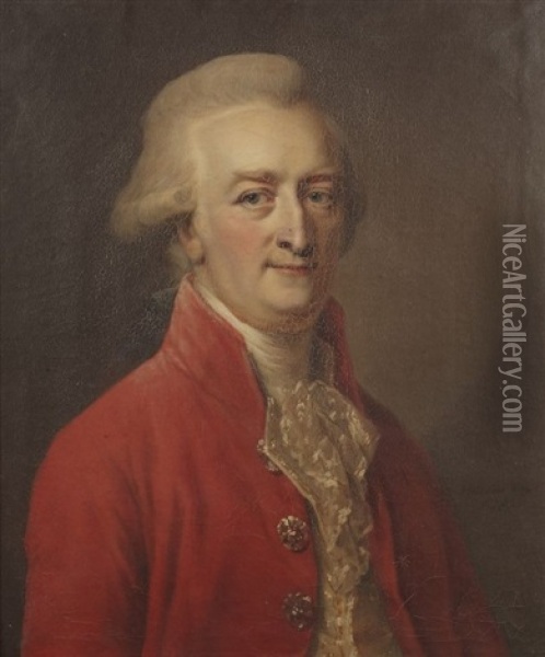 Portrait D'homme Avec Une Veste De Velours Rouge Oil Painting - Johann Ernst Heinsius