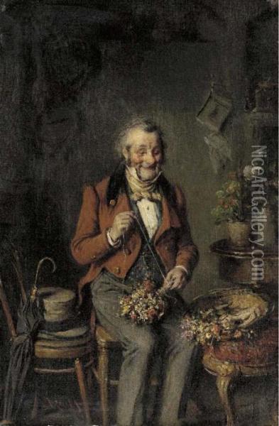 Making The Bouquet Oil Painting - Hermann Kern