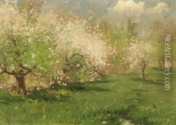 Orchard Oil Painting - Joseph H. Greenwood