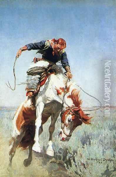 Bronc Rider Oil Painting - W. Herbert Dunton