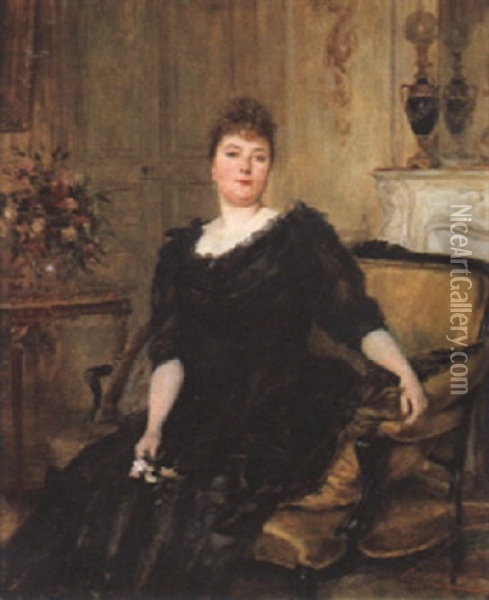 Portrait Einer Dame Der Gesellschaft Oil Painting - Theobold Chatran