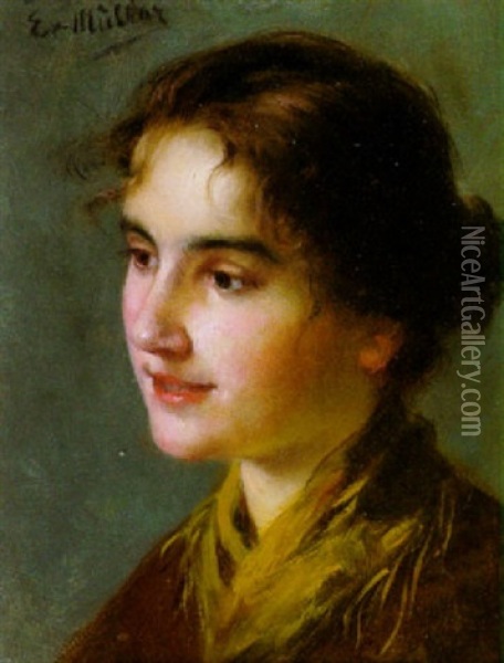 Bildnis Eines Jungen Madchens Oil Painting - Emma (Edle von Seehof) Mueller