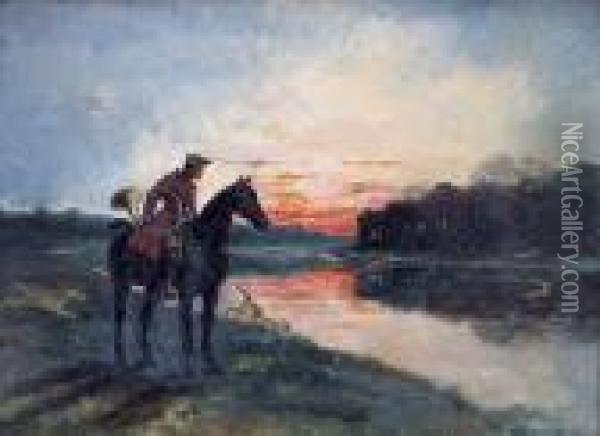 Scene De Chasse A Courre Oil Painting - John Lewis Brown