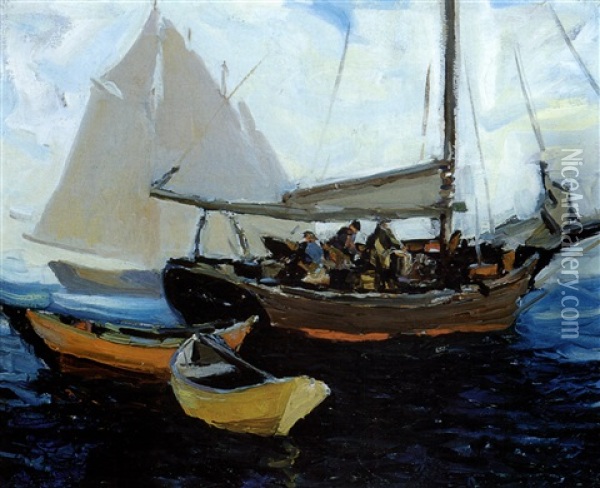 Monhegan Fishermen Oil Painting - Eric Hudson