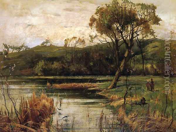 The River Bank Oil Painting - Emil Carlsen