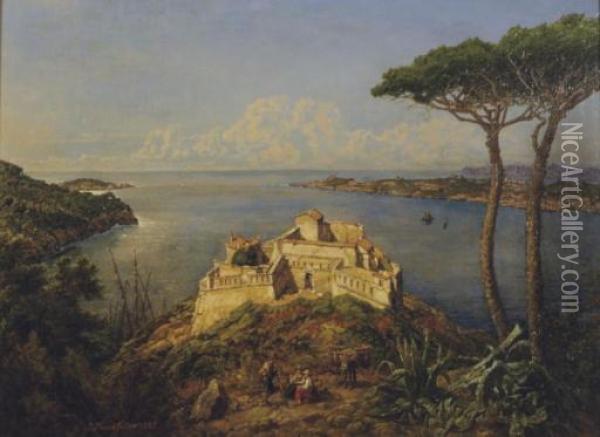 Along The Bay Of Naples Oil Painting - Johann Baptist Heinefetter