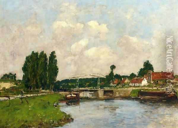 The Lock at Saint-Valery-sur-Somme Oil Painting - Eugene Boudin
