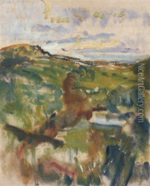 View From Abbotsleigh, Freshford, Somerset Oil Painting - Arthur Ambrose McEvoy