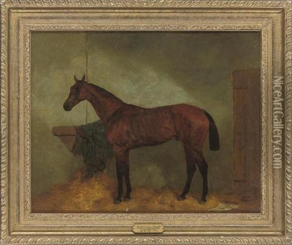 Sir John Astley's 'fortitude', Winner Of The 'all Aged' Race At Newmarket Oil Painting - Harry Hall