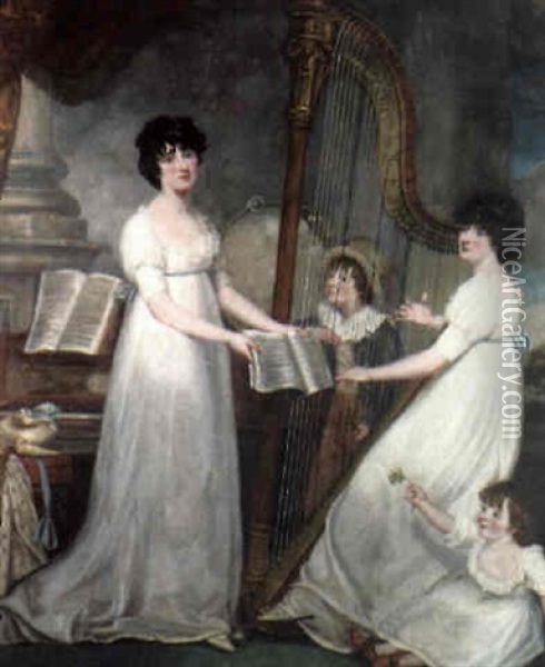 Portrait Of Mrs. Miles (c.1765-1814) Oil Painting - Robert Home