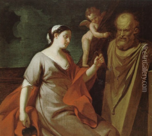 Die Bildhauerei, Eine Von Vier Allegorischen Darstellungen Der Artes Liberales Oil Painting - Bernardino Galliari