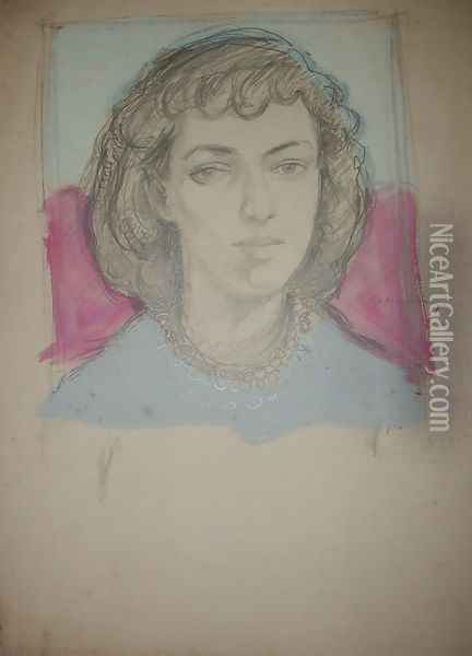 Unfinished Portrait of a Woman Oil Painting - Jerzy Faczynski