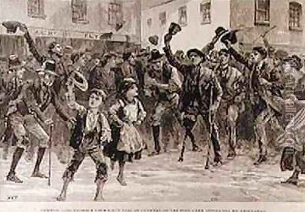Cheering Lord Randolph Churchills Name at Loughrea, on the Town Crier Announcing his Resignation, from The Illustrated London News, 8th January 1887 Oil Painting - Overend, William Heysham