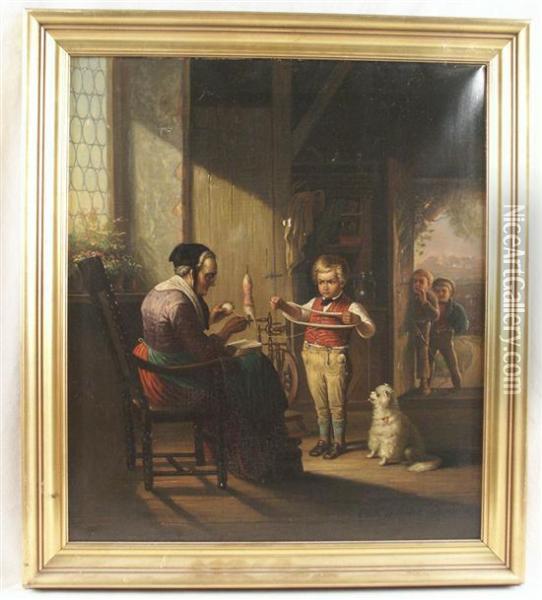 Grandma's Helper Oil Painting - Jan Jac Matthys Damschroeder