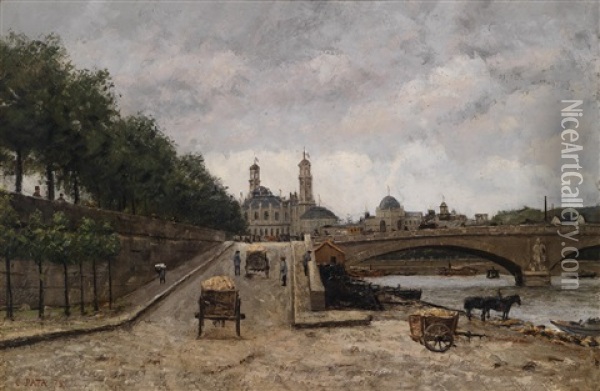 Paris, Blick Auf Das Trocadero Von Der Seine Aus Oil Painting - Cherubino Pata