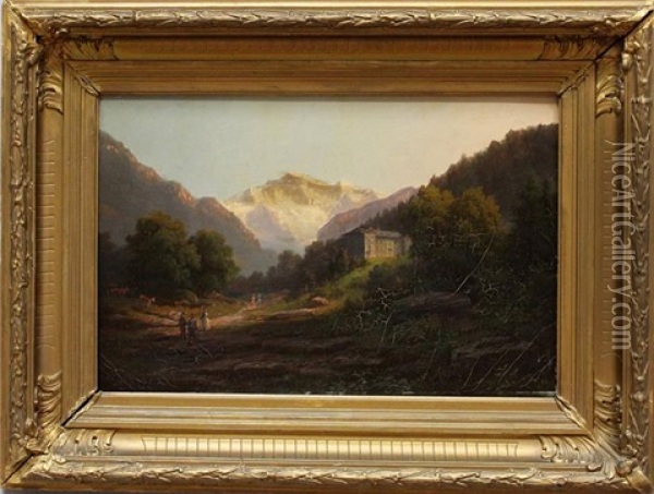Blick Auf Den Grindelwaldgletscher Oil Painting - Hermann Heinrich Johann