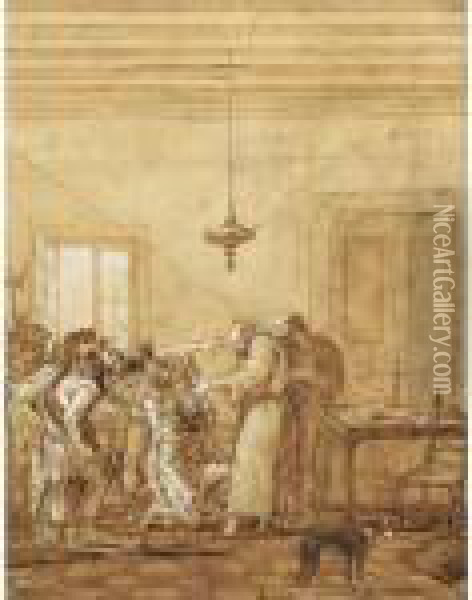 Ananias Rendant La Vue A Saul Oil Painting - Giovanni Domenico Tiepolo