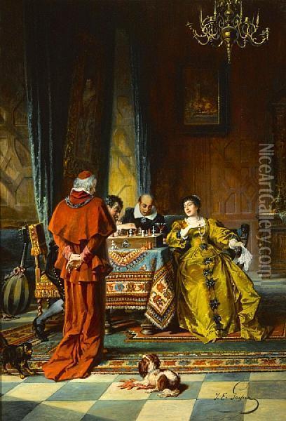 The Chess Game Oil Painting - Jacob Emmanuel Gaisser