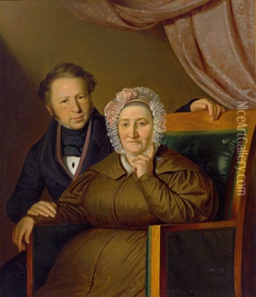Doppelportrait: Mutter Mit Ihrem Sohn Oil Painting - Anton Einsle