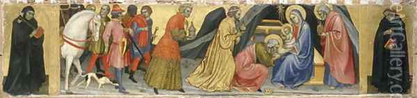 The Adoration of the Magi and two Saints, c.1404 Oil Painting - Taddeo Di Bartolo