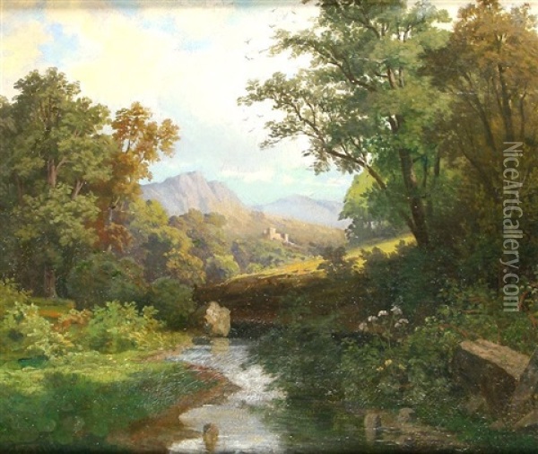 Landschaft Mit Waldbach Oil Painting - Hermann Lasch