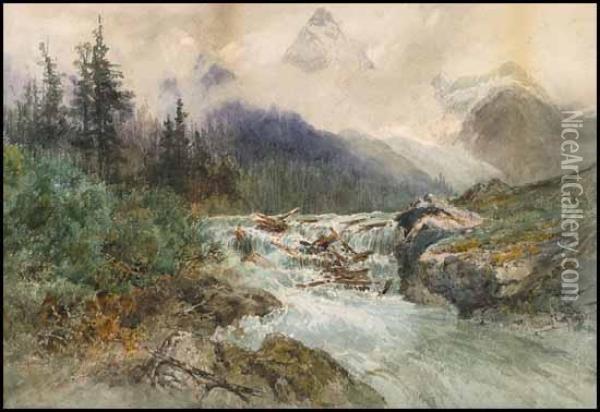 Rushing River Oil Painting - Frederic Marlett Bell-Smith