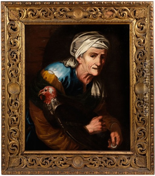 Alte Frau Beim Kauf Eines Truthahns Oil Painting - Pietro Bellotti