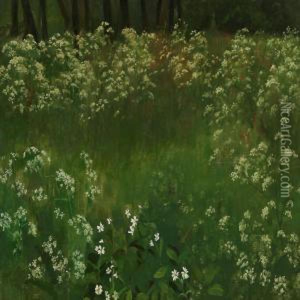 A Forest Floor Oil Painting - Agnes Slott-Mrller