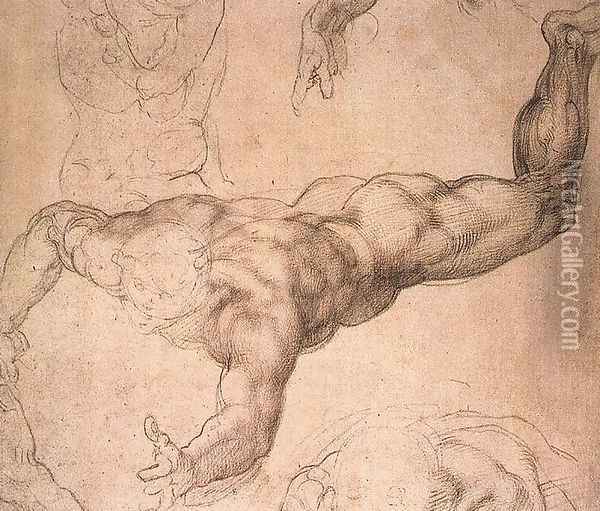 Male Figure 1530s Oil Painting - Michelangelo Buonarroti