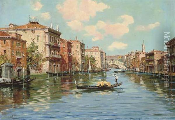 On The Grand Canal, Venice Oil Painting - Cesare C. Vianello
