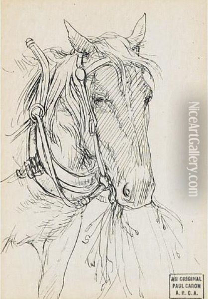 Horse Feeding Oil Painting - Paul Archibald Caron