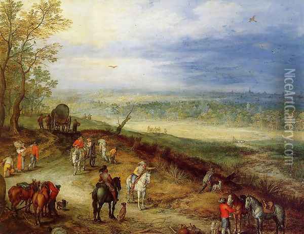 Immense Landscape with Travellers I Oil Painting - Jan The Elder Brueghel