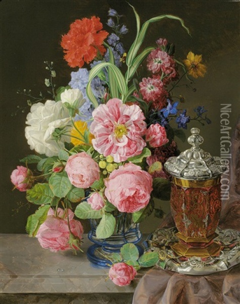 Flower Still Life Oil Painting - Andreas Lach