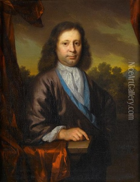Portrait Of A Gentleman, In A Violet Coat Oil Painting - Arnold Boonen