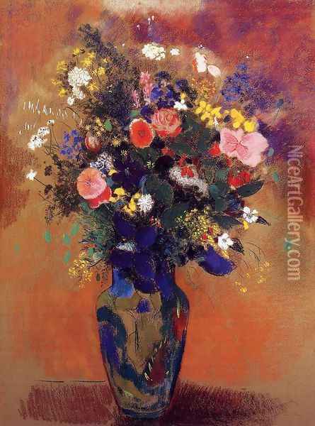 Bouquet In A Persian Vase Oil Painting - Odilon Redon