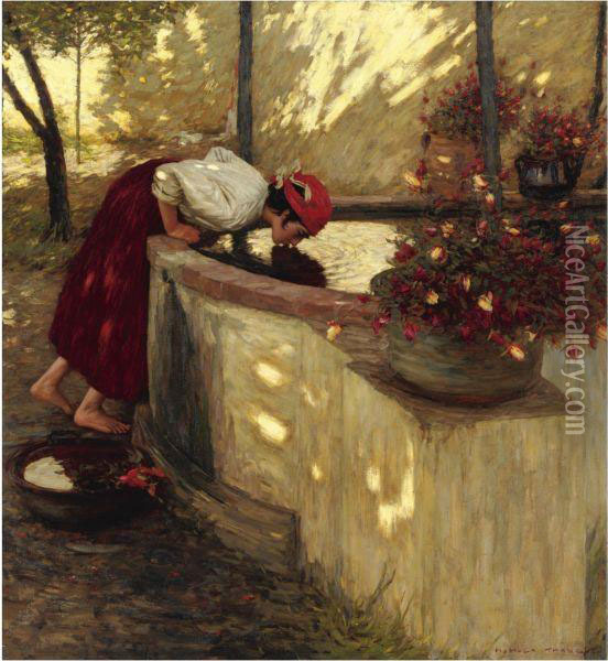 Ligurian Roses Oil Painting - Henry Herbert La Thangue