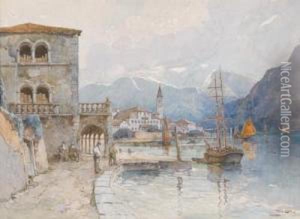 A View Of Perasto At Gardasee Oil Painting - Fritz Lach