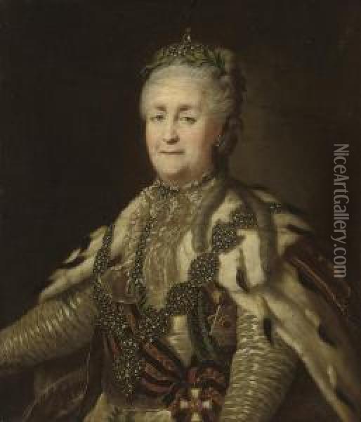 Portrait Of Catherine The Great Oil Painting - Alexander Roslin