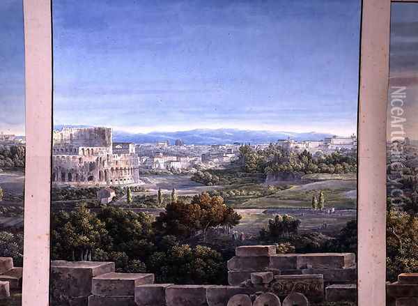 View of the Celian Hill, Rome, c.1800 2 Oil Painting - Louis Francois Cassas