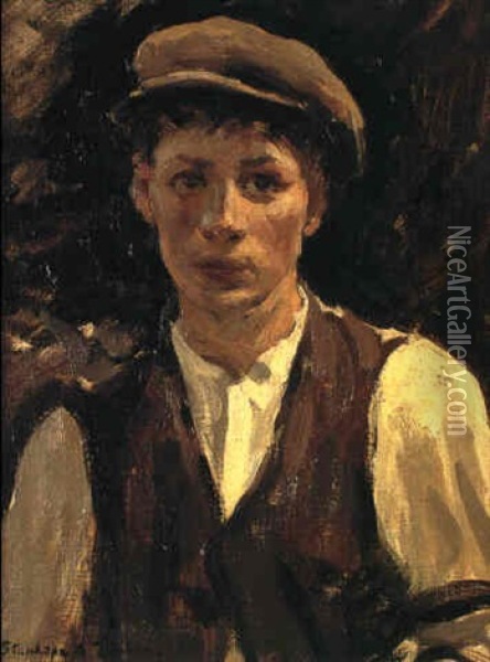 Portrait Of A Boy Oil Painting - Stanhope Forbes