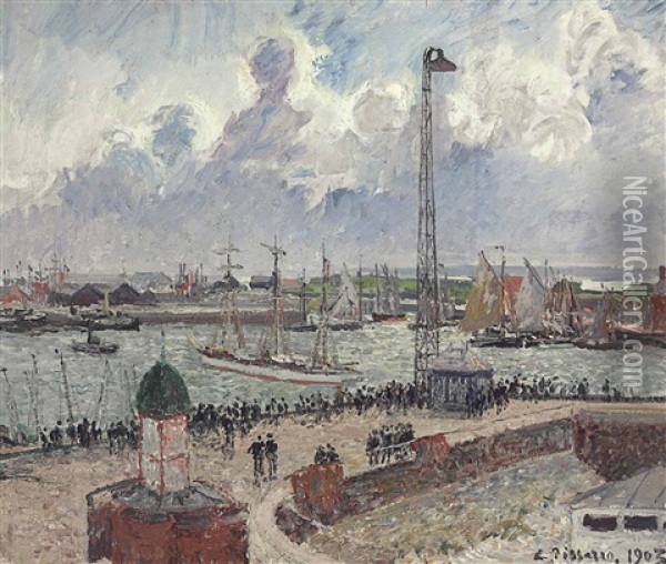 L'anse Des Pilotes Et Le Brise-lames Est, Le Havre Oil Painting - Camille Pissarro