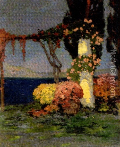 Pergola A Amalfi Oil Painting - Charles Henri Gaston Dagnac-Riviere